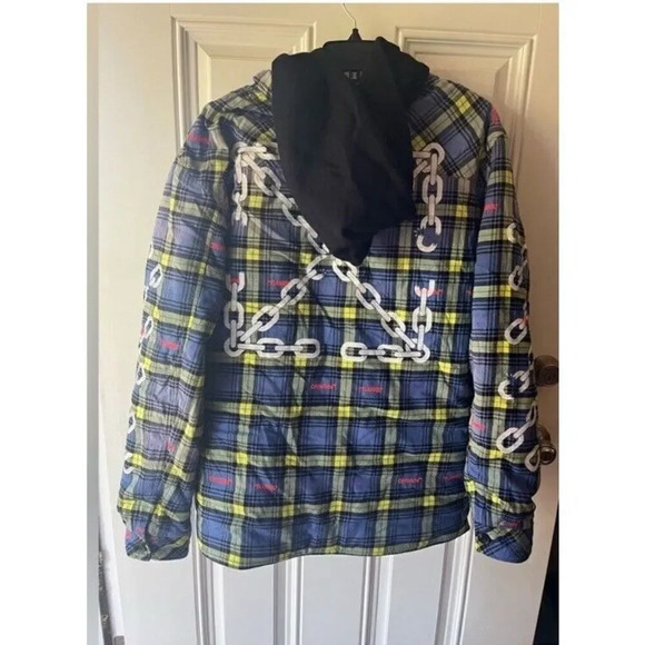 OFF WHITE Embroidered Flannel Padded Jacket size medium men’s coat NEW - Picture 5 of 15